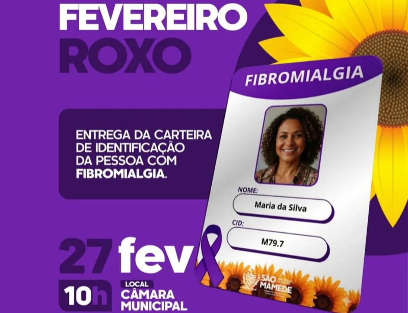 Entrega da carteira de identifica��o da pessoa com fibromialgia ser� realizada nesta sexta (27) na c�mara de S�o Mamede