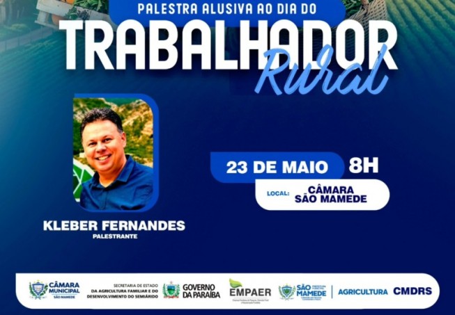 Palestra alusiva ao Dia do Trabalhador Rural ser� realizada nesta s�bado (23) na c�mara de S�o Mamede-PB